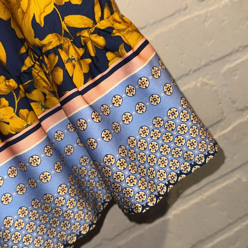 Lavender Brown Floral Shorts ruffled lined small drawstring - Image 2