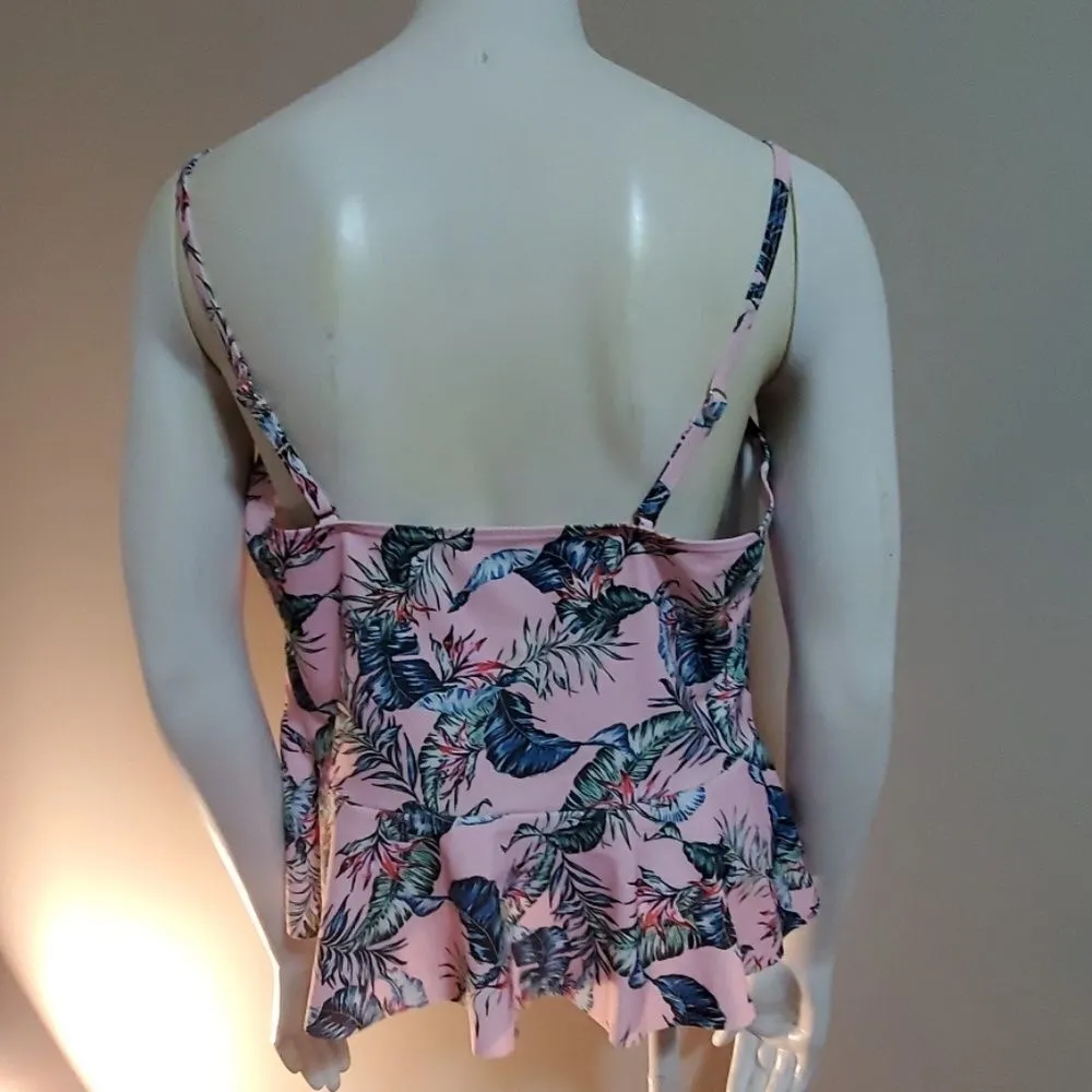 NWT Rosegal Pink Tankini Top with Leaf Pattern (L) Pink Size L - Image 4