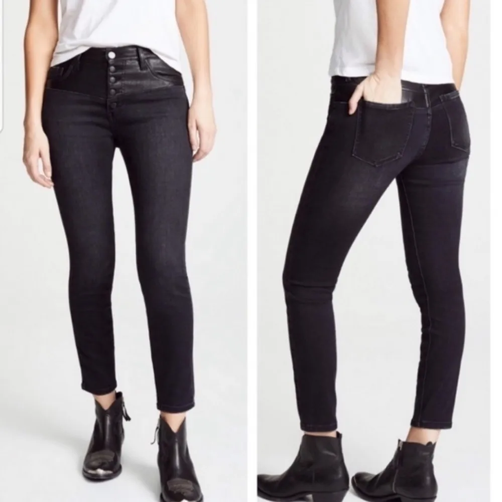 NWT Current/Elliot Fused High Waist Rocco Stiletto Black Faux Leather Jeans 25 - Image 16