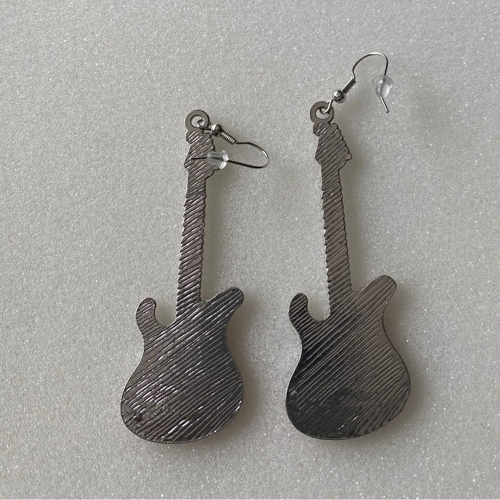 Electric guitar‎ silver plated pink dangle drop earrings faux fashion jewelry - Image 7
