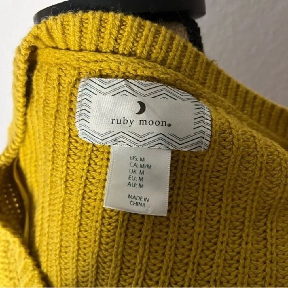 Ruby Moon Anthropologie Womens Mustard Knit Long Sleeve V-Neck Sweater sz M - Image 66