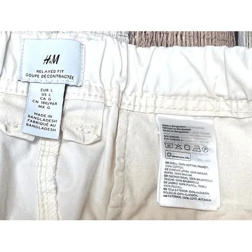 H&M Relaxed Fit Cream Tapered Chino Slacks Pants‎ LARGE Normcore Casual - Image 10