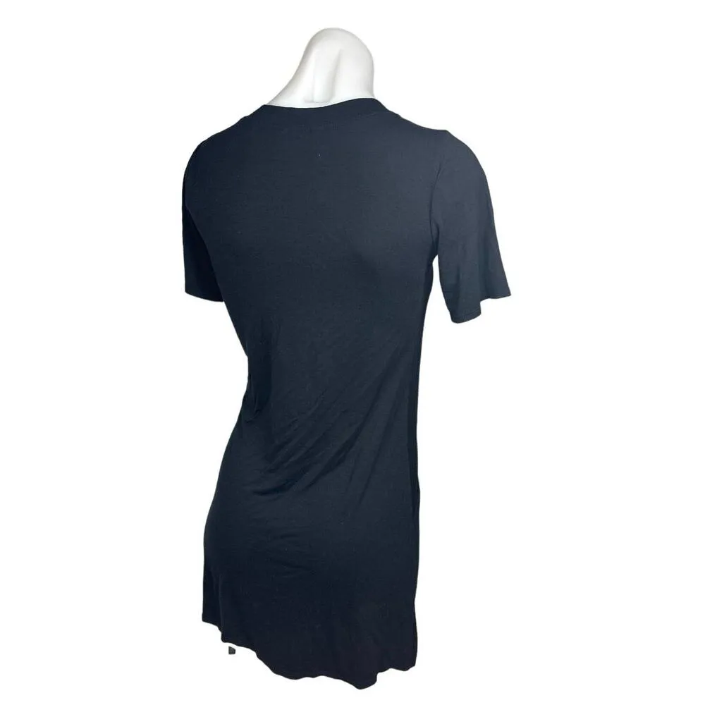 New Look Black Short Sleeve Tie Knot Basic Jersey Tunic T-Shirt Mini Dress Sz 0 - Image 4