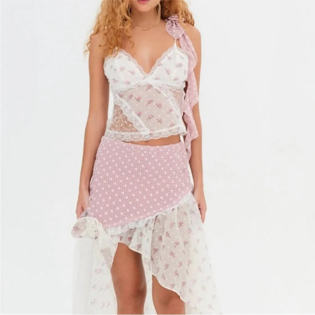 For Love and lemons Francine Midi whimsical summer skirt Y2K - Image 5