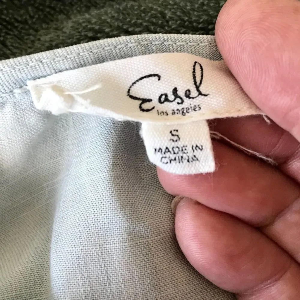 Easel Los Angeles Tunic Top Dress Small Oversized Sky Blue Crochet Accen… - Image 10