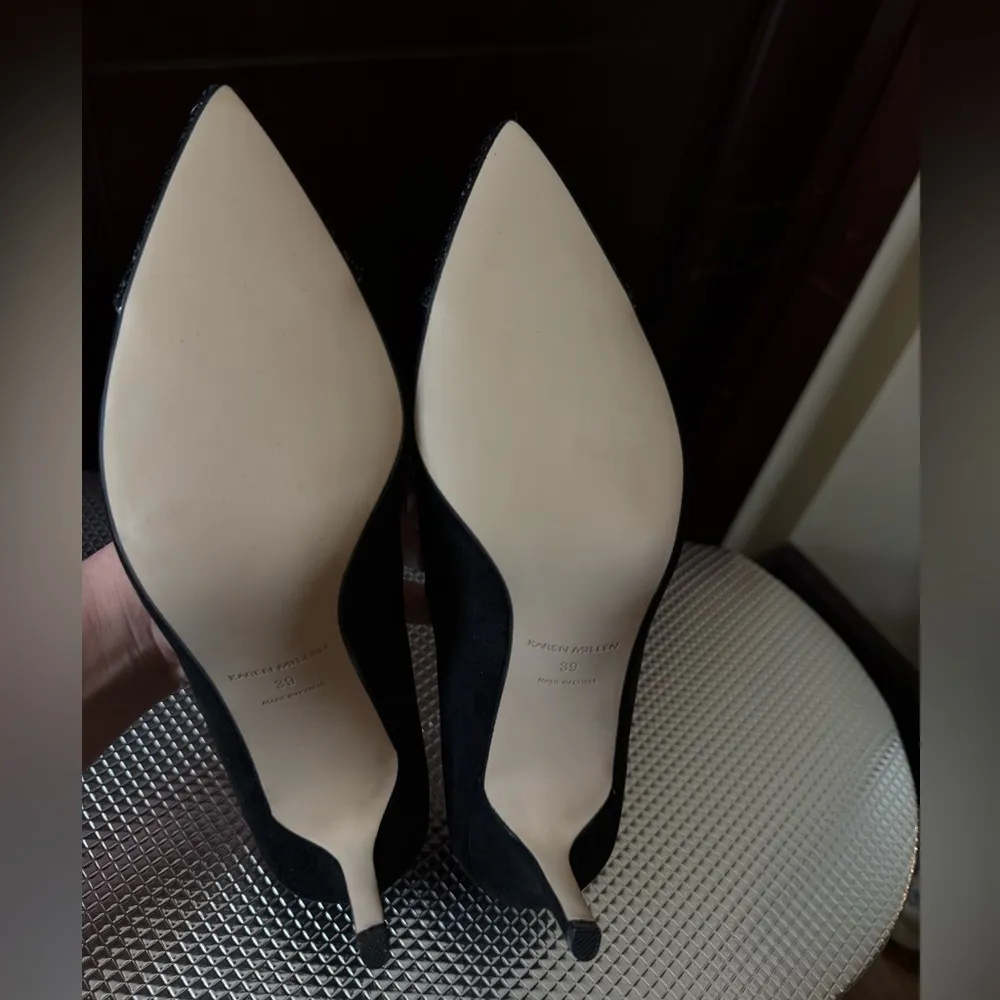 Karen Millen Black Suede Heels with Glitter Toe Cap Size 39~Size 8 NWT Brand New - Image 6