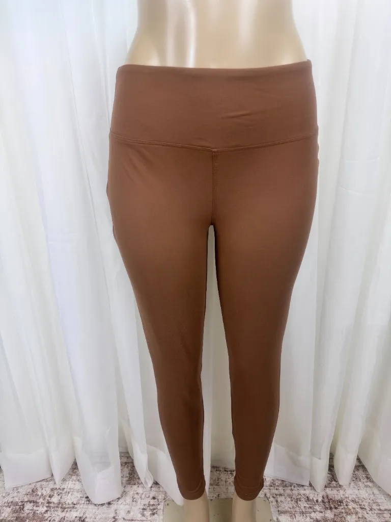 Zenana Plus Size Wide Waistband Full Length Leggings Camel / Light Brown 1X - Image 2
