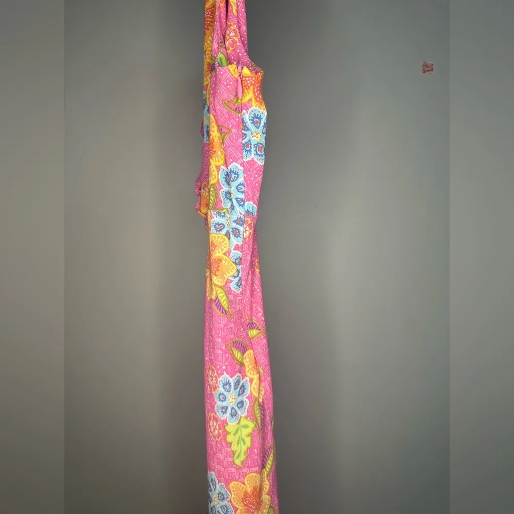 Vintage Y2K Sigrid Olsen Sport Pink Floral Sleeveless Midi Dress Women 8 Easter - Image 6