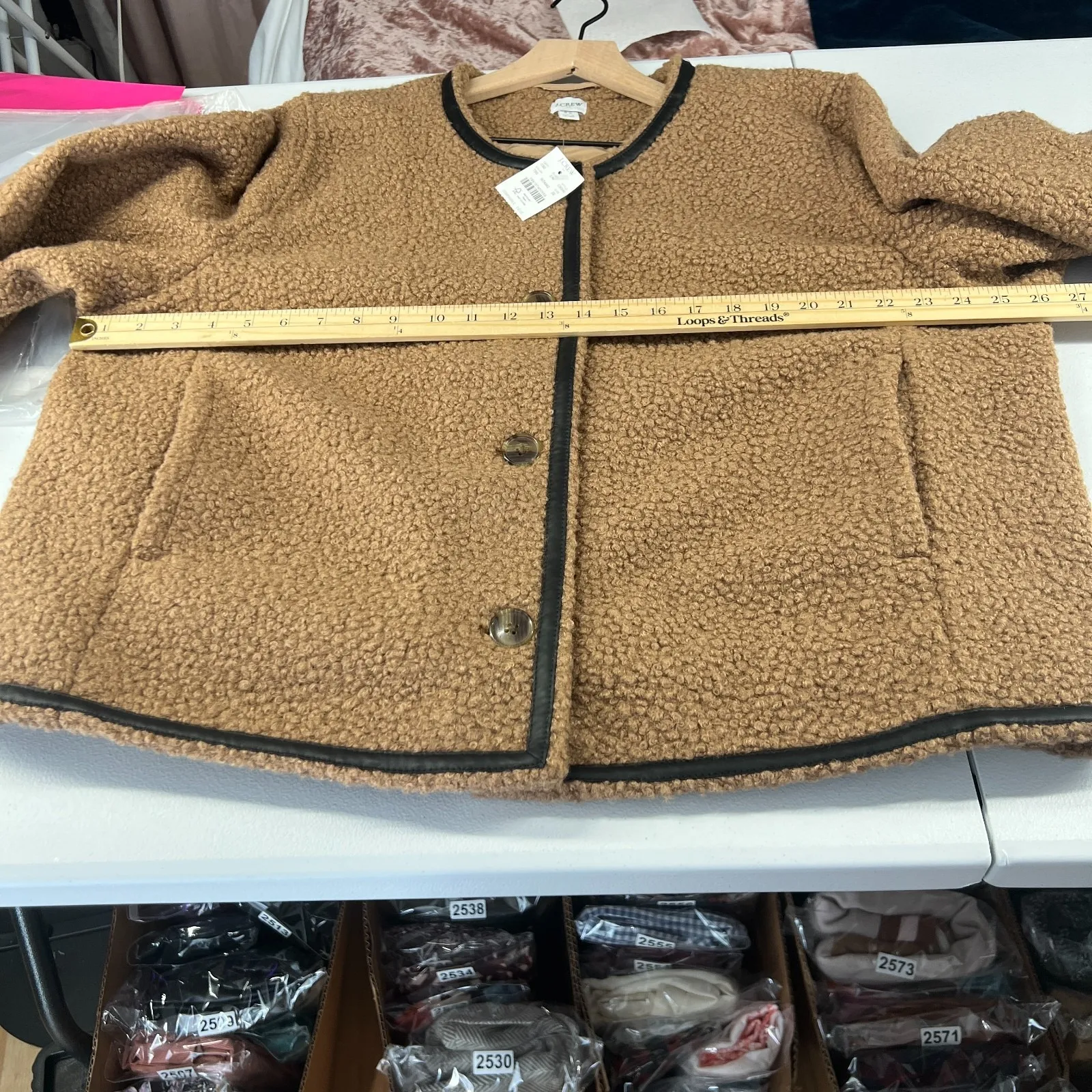 J.Crew Sherpa Jacket Womens 22 Toasted Brown Faux Fur Round Neck Long Sleeve Size undefined - Image 15