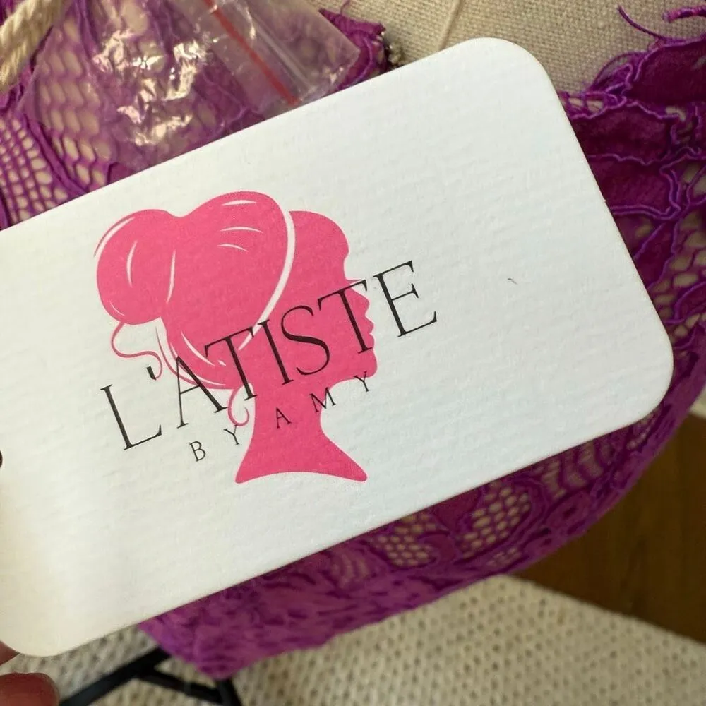 NWT L’ Atiste by Amy Violet Purple Lace Cocktail Dress M - Image 9