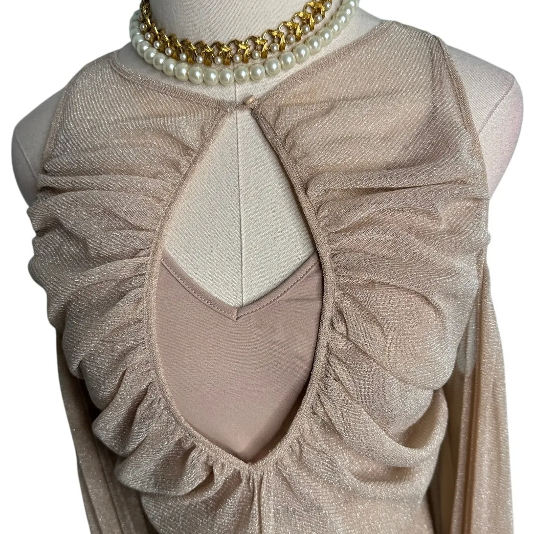 Alice McCall Spell Gown Maxi Dress nude neutral metallic knit mesh Size 4 - Image 6