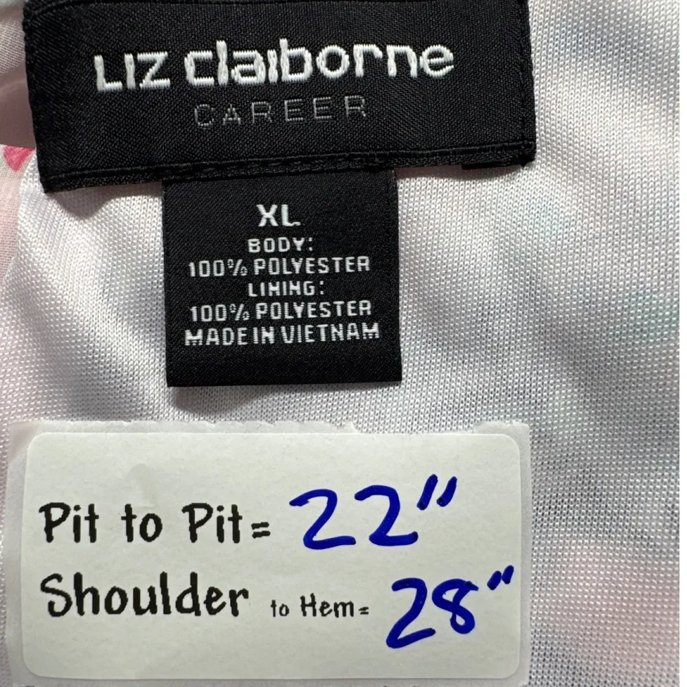 Liz Claiborne Floral Ruffle Sleeveless Blouse Career Top XL - Image 3