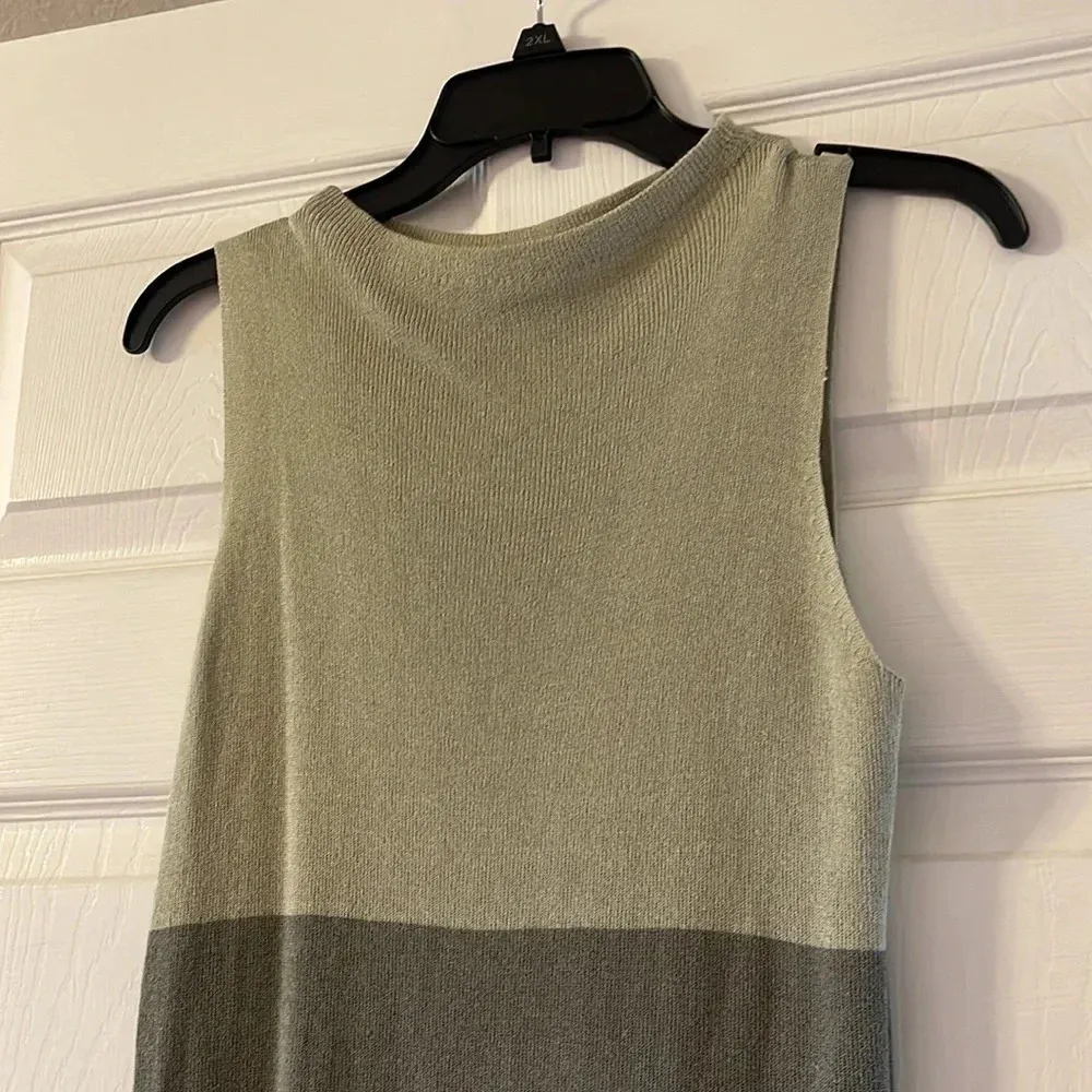 green long sweater dress color block, army and sage green - Image 4