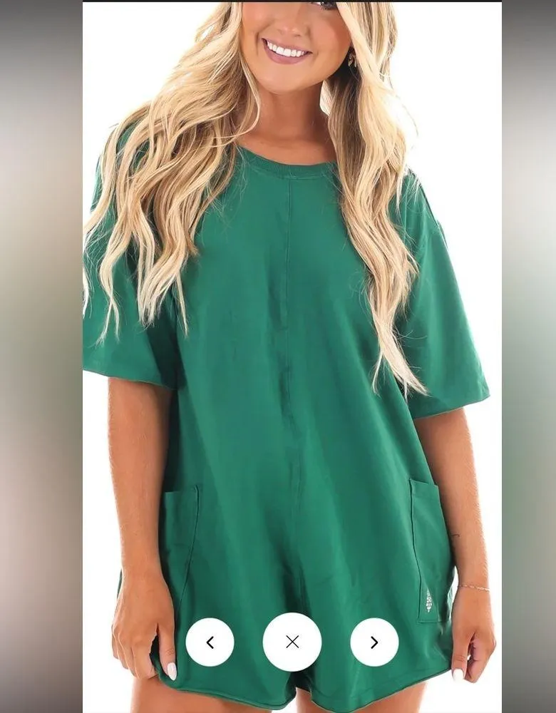 NWOT FREE PEOPLE HOT SHOT TEE ROMPER fp movement Green Size XS - Image 2