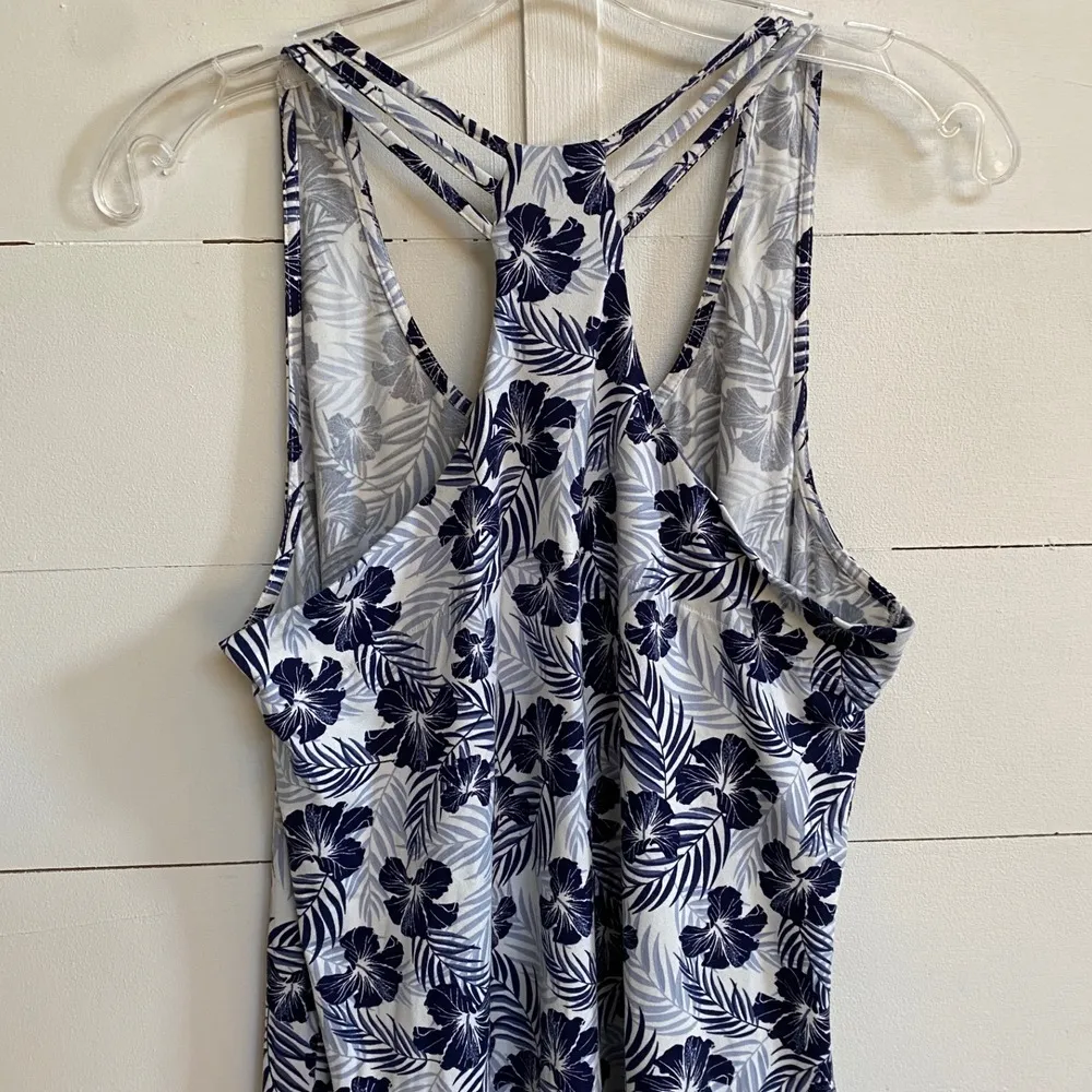 Tommy Bahama Sleepwear Gown Dress Blue Floral Racerback A-line - L - EUC - Image 6