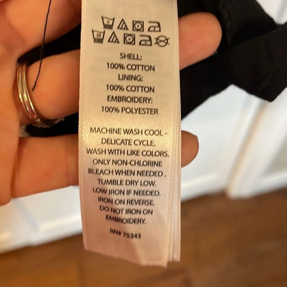 Lucky Brand black and white embroidered tiered midi dress small - Image 7