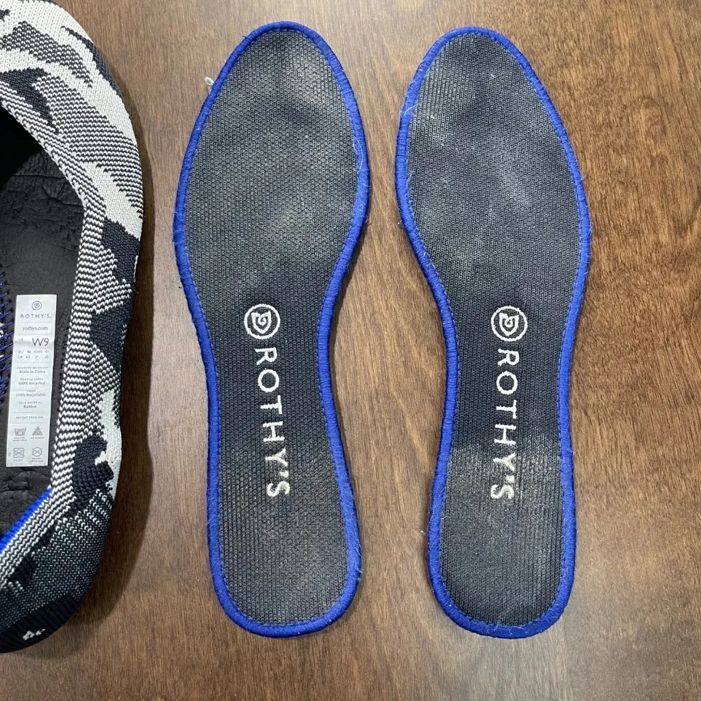 Rothy's The Round Toe Shoes Women's Size 9‎ Flats Winter Camo Print Black White - Image 4