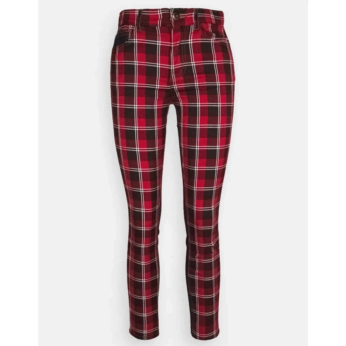 Desigual Womens Denim Check Tartan Slim Fit Jeans - US Size 6 / UK Size 12 - NEW - Image 2