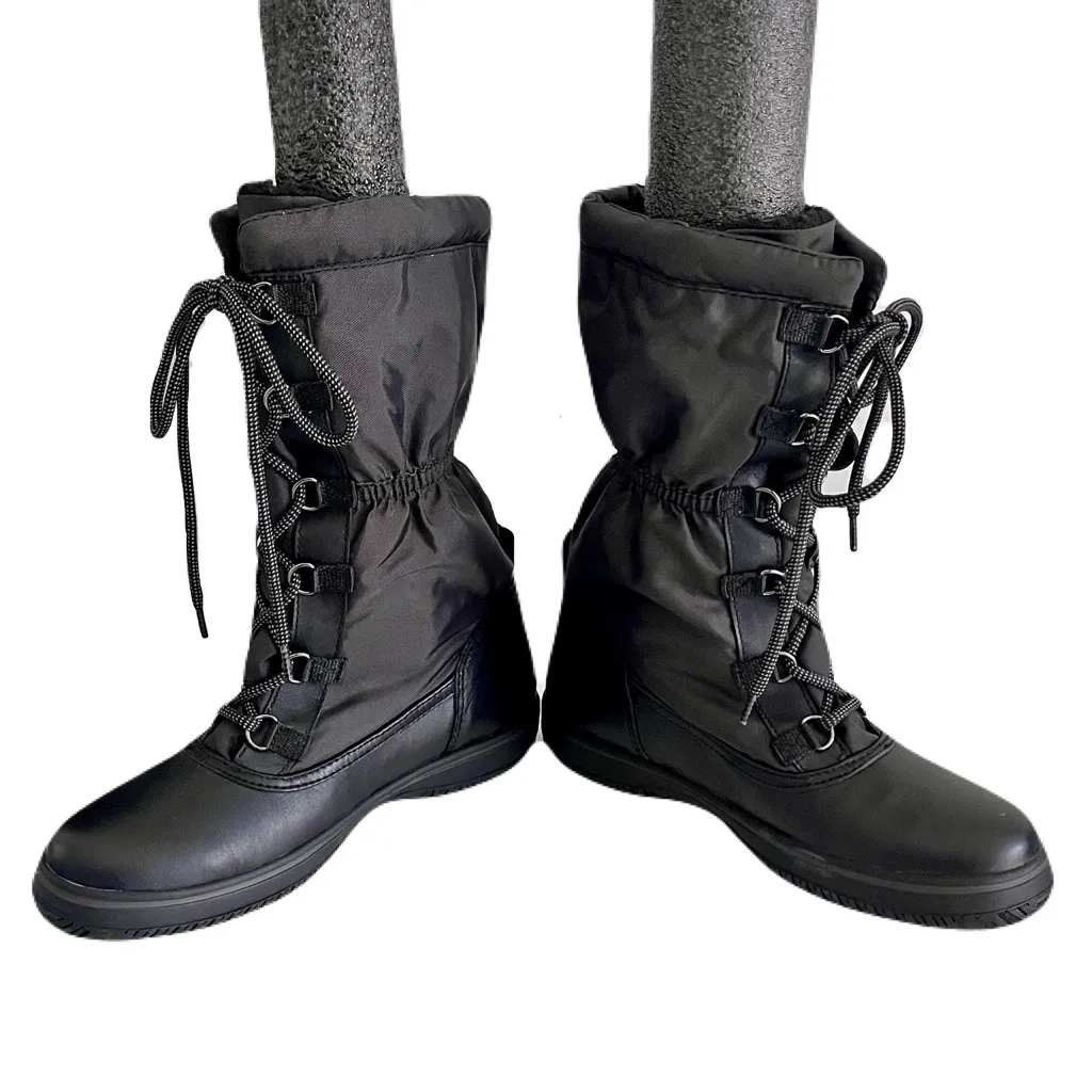 Coach Black Nylon and Leather ‘Sage’ Fleece-Lined Lace Up Winter Boots, Size 7.5 - Image 4