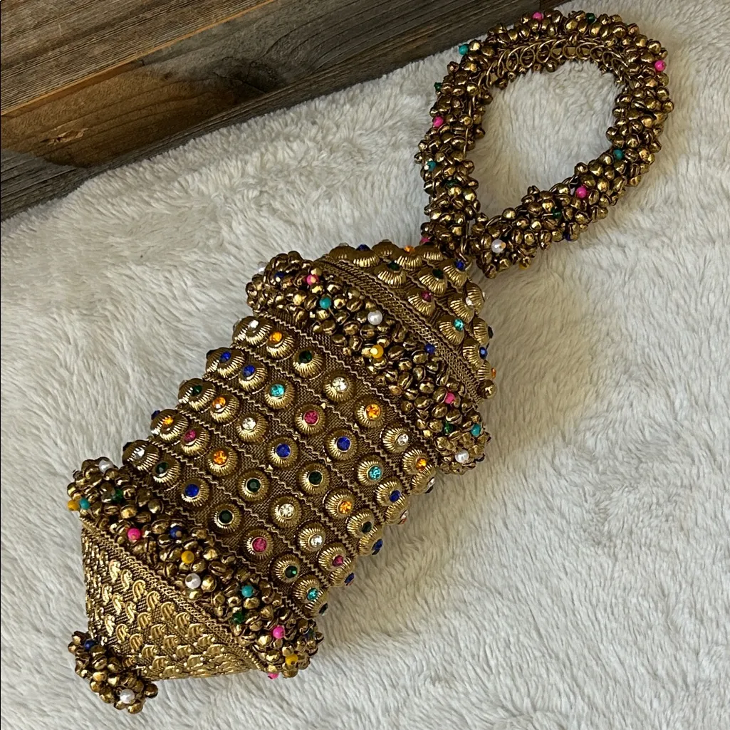 Ramla Bling Bling Handmade Beaded Crystal Bag Brand New! Gold - Image 9