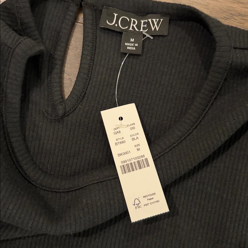 New With Tags JCrew Ribbed Knit Top with Ruffle Eyelet Sleeves Sz M - Image 6