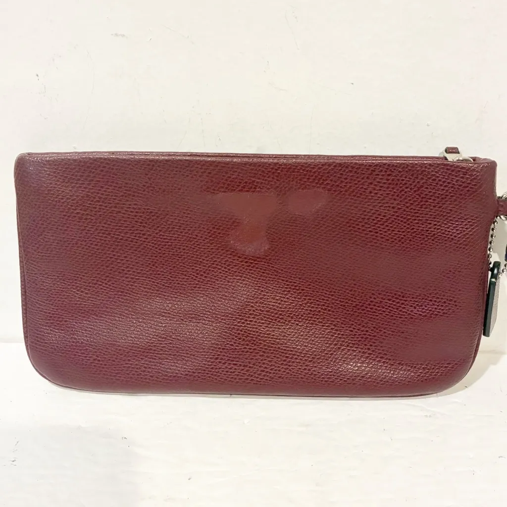 COACH‎ Burgundy Red Crossgrain Leather Large Wristlet Wallet Card Holder - Image 3