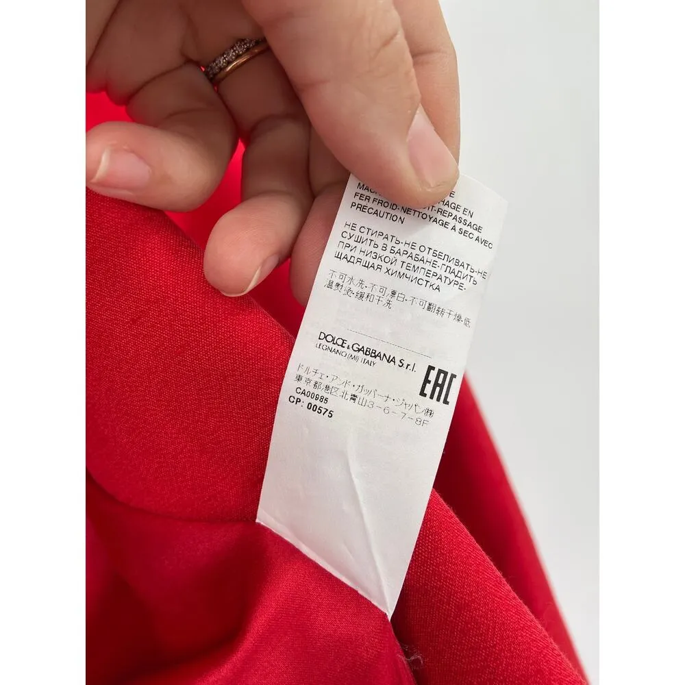 Dolce & Gabbana Red Silk Blend Single Breasted Blazer Jacket Size 46/10 NWT - Image 14