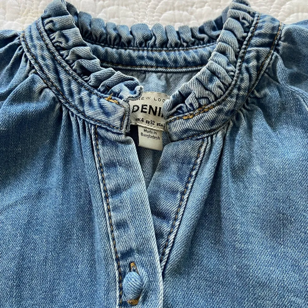 New Look Denim Smock Mini Dress Casual Classic, Coastal Cowgirl Size 0 - Image 7