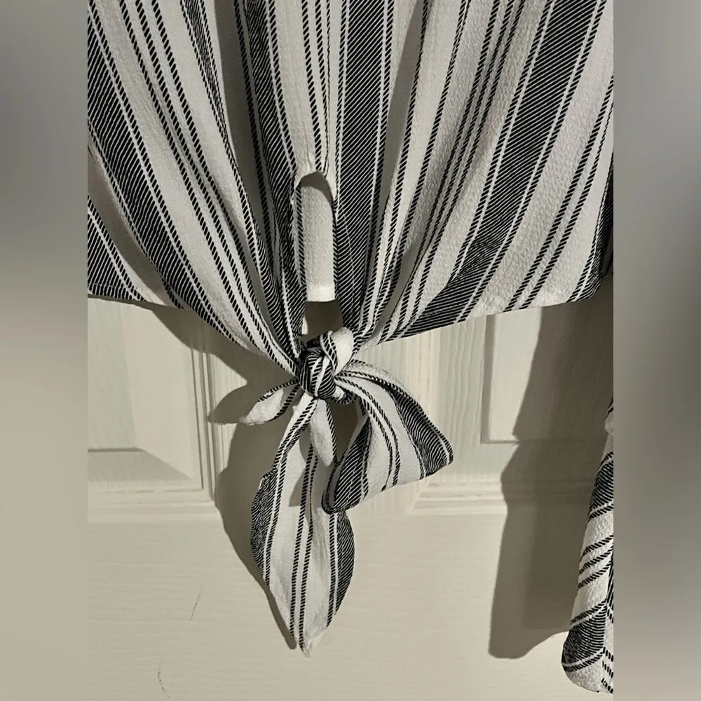 Alter'd State Crop Top Striped Tiered Bell Sleeve Tie Waist Womens Size Small - Image 3