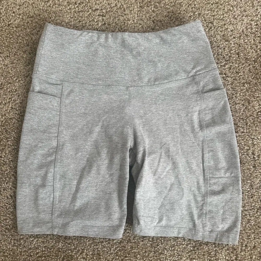 French Laundry Gray Athletic Biker Shorts with Pockets - Image 1