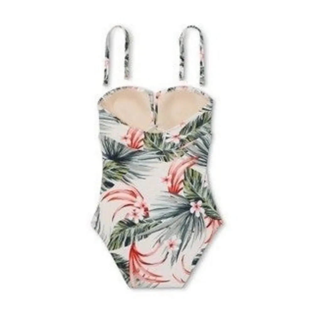Swimwear New - Women's Pique Bandeau High Coverage One Piece Swimsuit - Image 3
