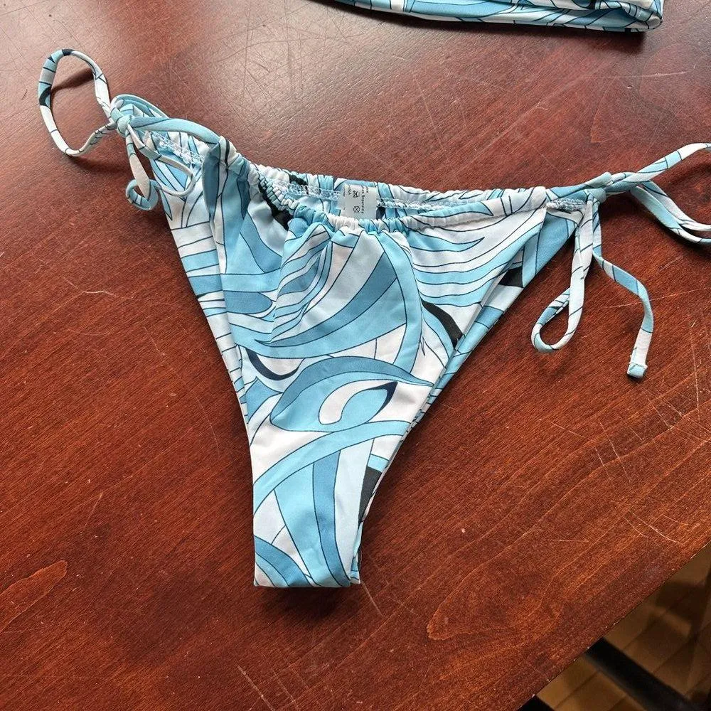 NWOT SHEIN bandeau High Rise Cheeky Side Tie Bikini Set Size Medium - Image 4