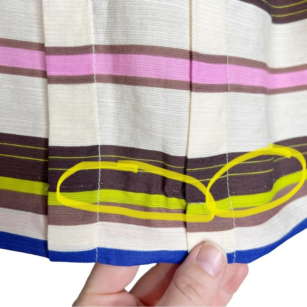 LOFT Multicolored Striped Pleated Rayon Blend A Line Skirt - Image 5