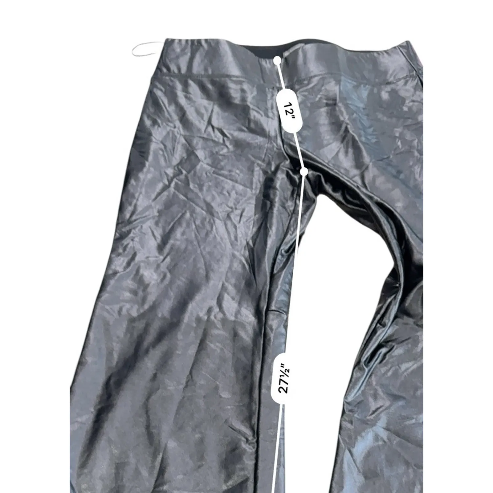 Vince Camuto Women’s Stretch WIDE LEG Pleather Pull-On Pants NEW Black Size XL - Image 10