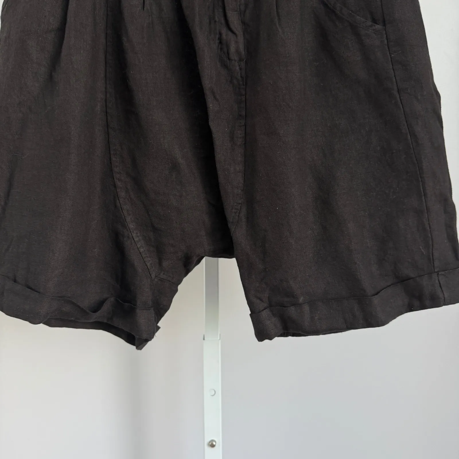 Aoyama Itchome Anthro Italian 100% Linen Shorts Pleated Vintage Luxury sz‎ L - Image 3