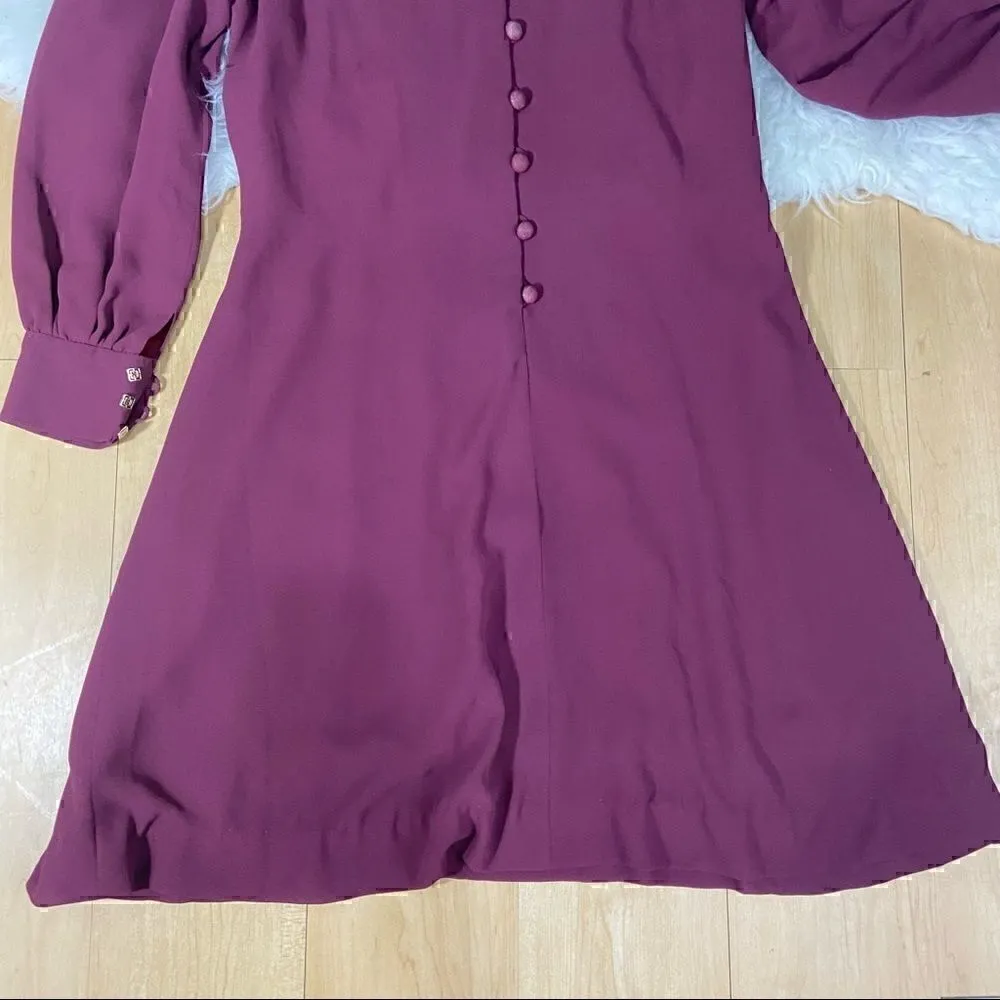 Burgundy holidays classy party cocktail long sleeves dress Red Size undefined - Image 11