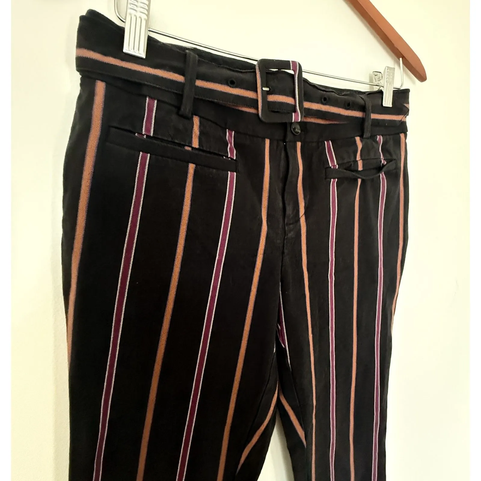 Anthropologie Essential Slim Belted Trousers Casual Chic Versatile Sz 6 - Image 4