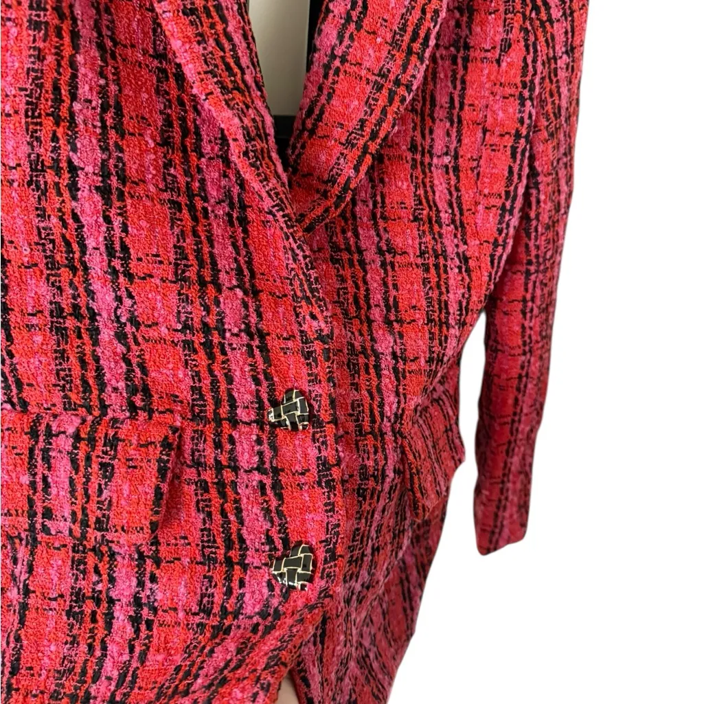 Endless Rose NEW Plaid Bouclé Blazer Red & Pink - Image 7