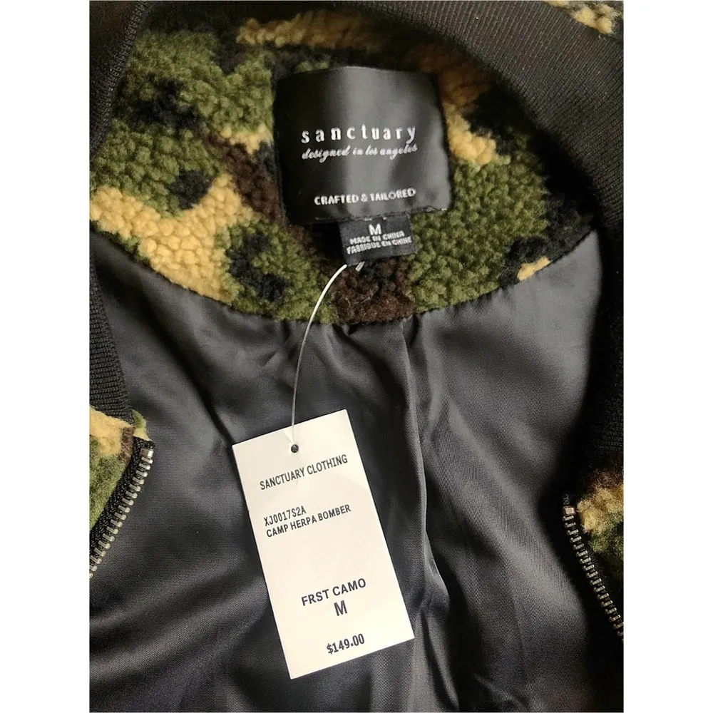 Sanctuary NWT  Camo Sherpa Bomber Jacket - Image 7