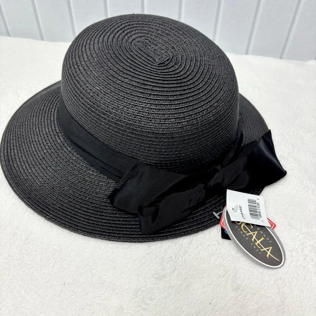 Scala  Wide edge Black Ribbon-Trimmed Sun Straw Hat,  
One Size‎  NEW - Image 4