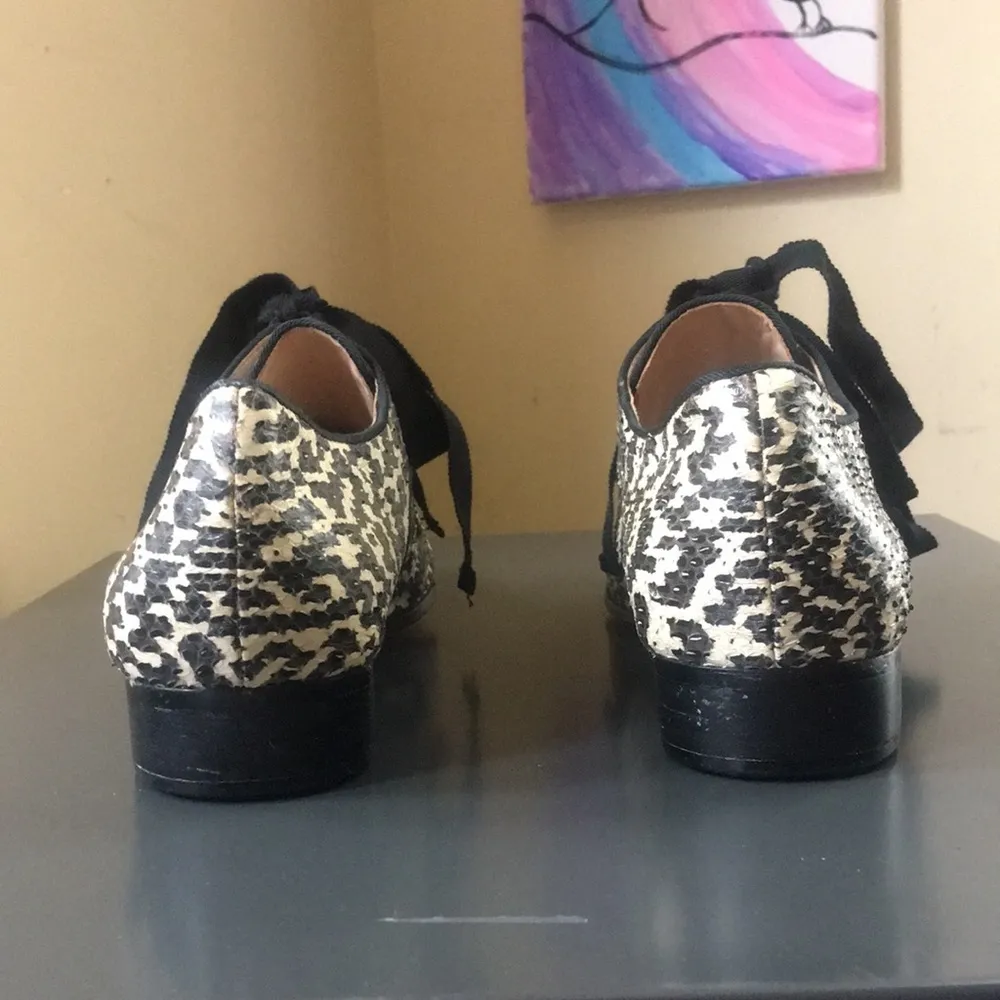 POUR LA VICTOIRE Carlin Snakeskin Leather Lace-Up Oxfords EUC 8 - Image 4