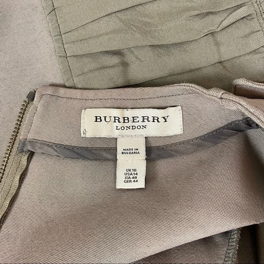 Burberry  Olive Brown Front Ruched Jersey Dress - Image 8