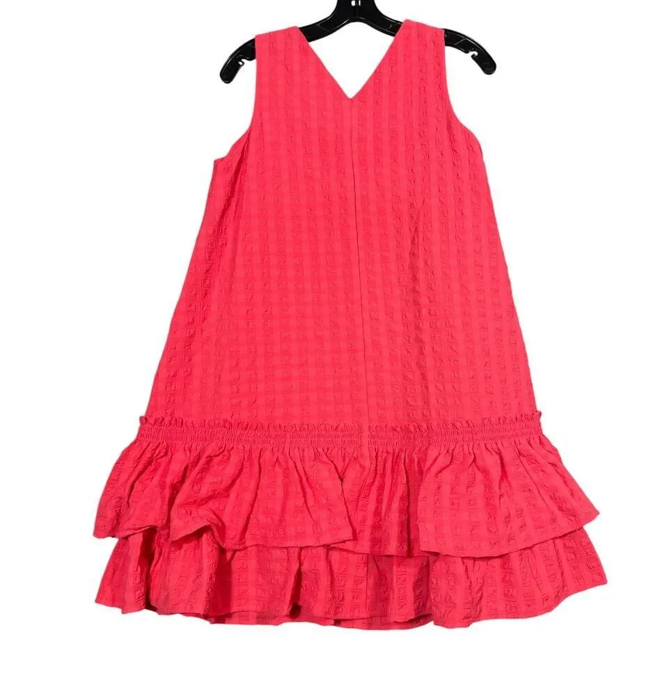 Calvin Klein Textured Coral Ruffle Hem Sleeveless Dress Size 6 - Image 2