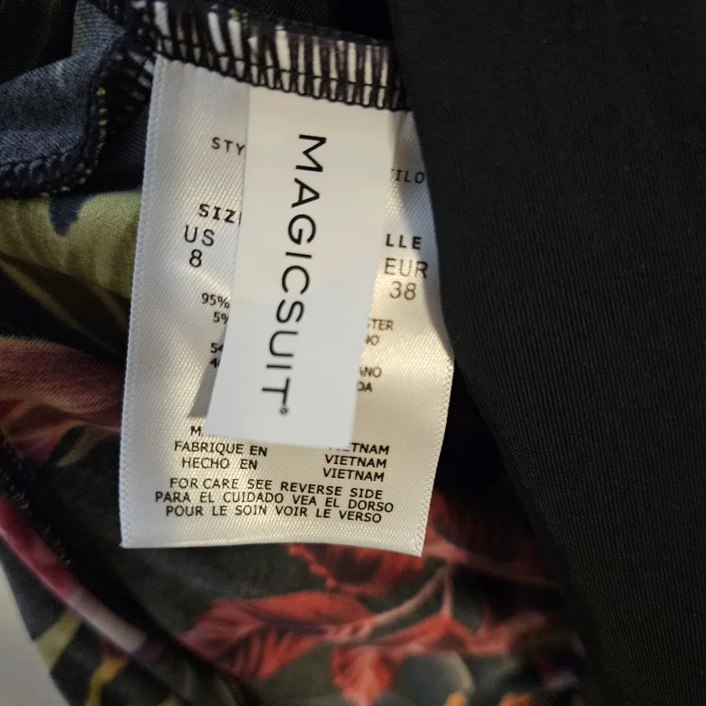 Magicsuit Oasis Rita Tankini Top Tropical Floral Ruffle Swim Size 8 Womens NWT Black - Image 10