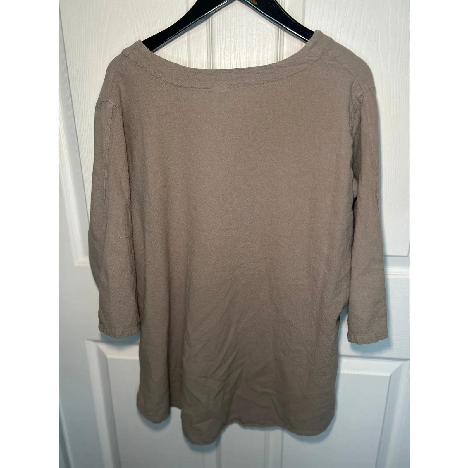 Cottonseed Wear XL Taupe V Neck 3/4 Sleeve Button Accent Tunic Top Casual Tan - Image 4
