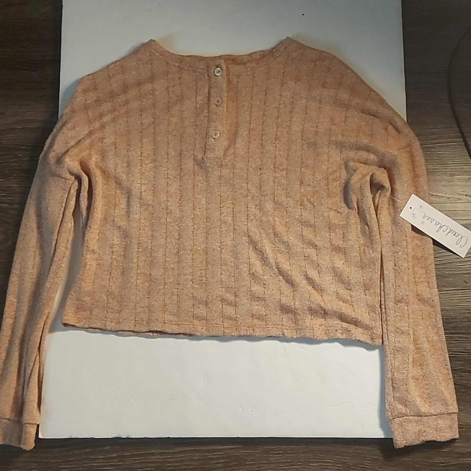 Cloud Chaser  Button Down Cropped Henley Sweater XS Classic Preppy Casual Comfy - Image 3