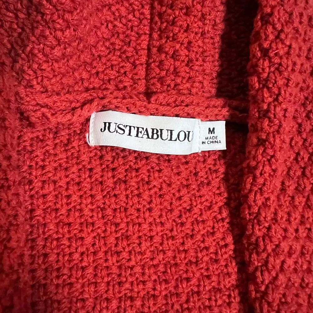 JustFab Long Line Open Front Knit Duster Cardigan Size Medium Boho Cottagecore - Image 4