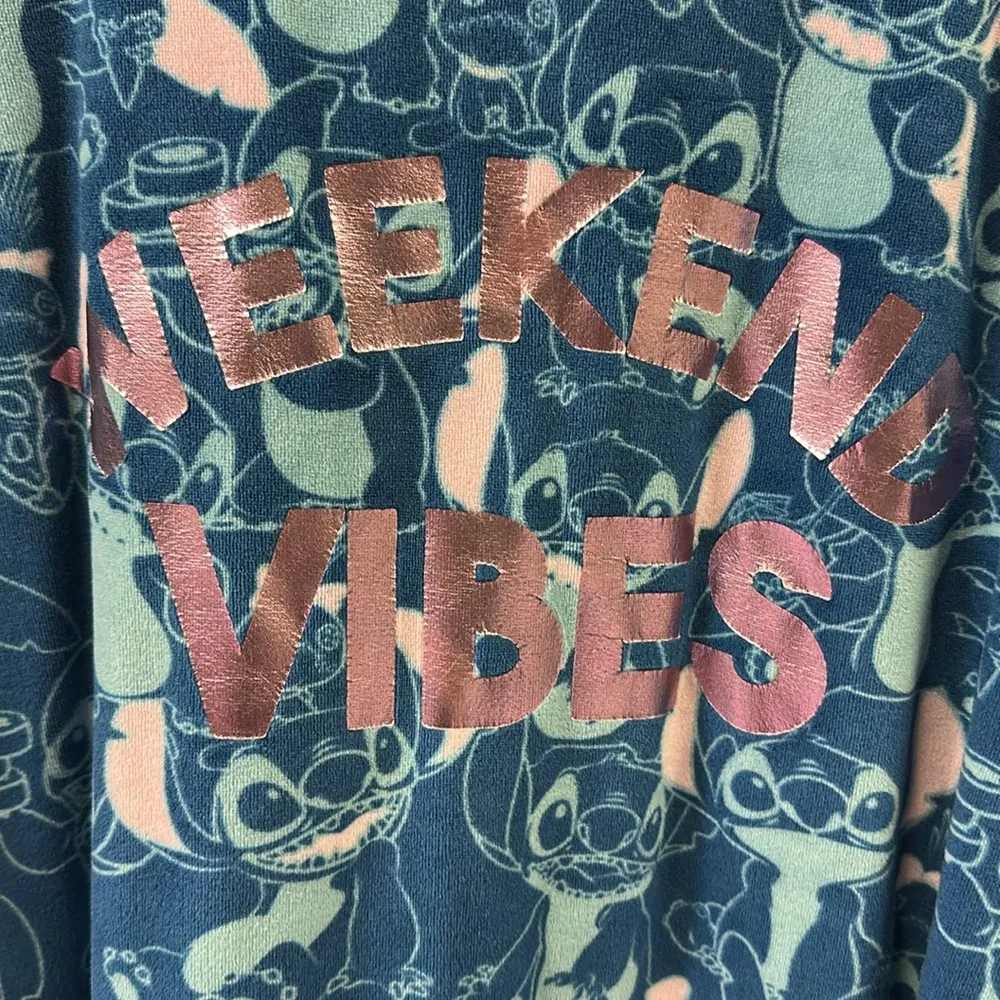 Disney Stitch Womens Pajama Loungewear Long Sleeve Weekend Vibes Velour Top 3X - Image 3