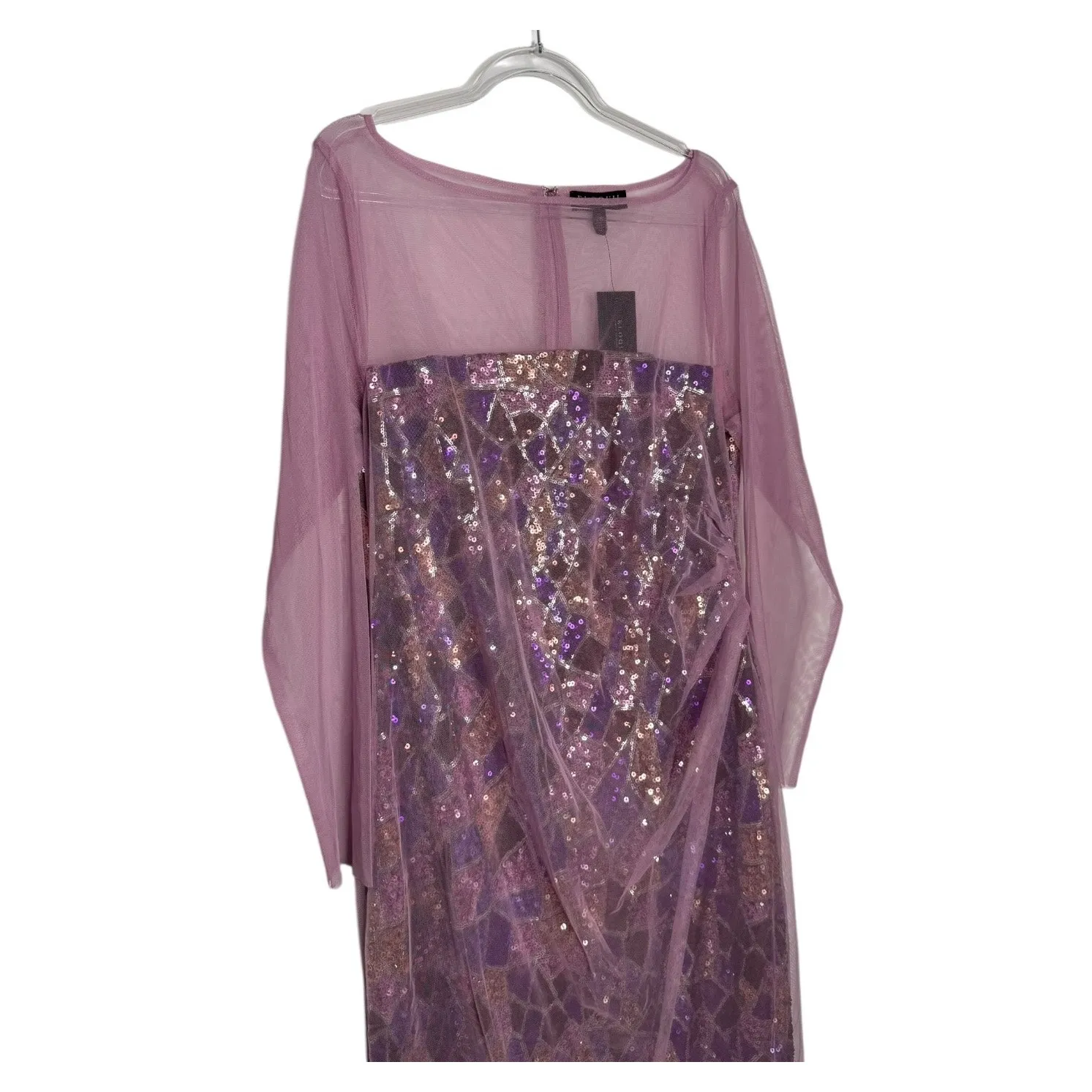 Eloquii 2010s Lavender Purple Sequin Mesh Overlay Cocktail Dress NWT Size 16 - Image 6