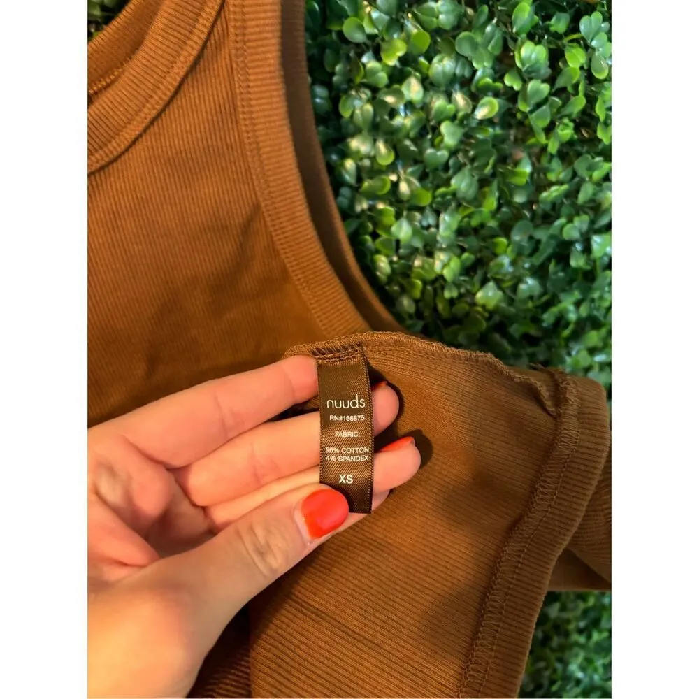 Nuuds Brown Ribbed Essential Tank Top Size XS Brown - Image 3